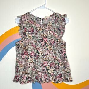 Solitaire Cottagecore Romantic Feminine Floral Ruffle Blouse Top Pink Eyelet M